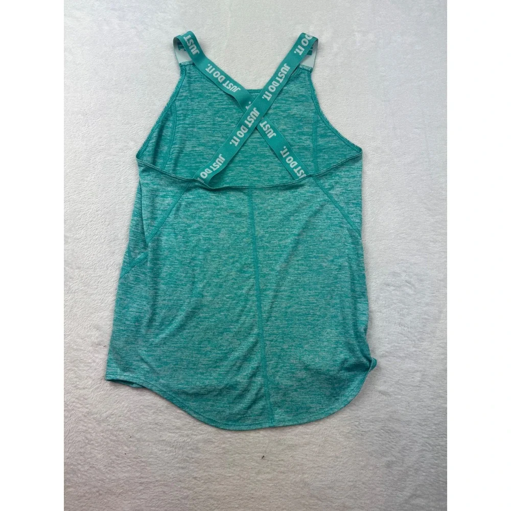 Nike Dri-FIT Teal Heather Cross Back Just Do It Tank Top Womens Large